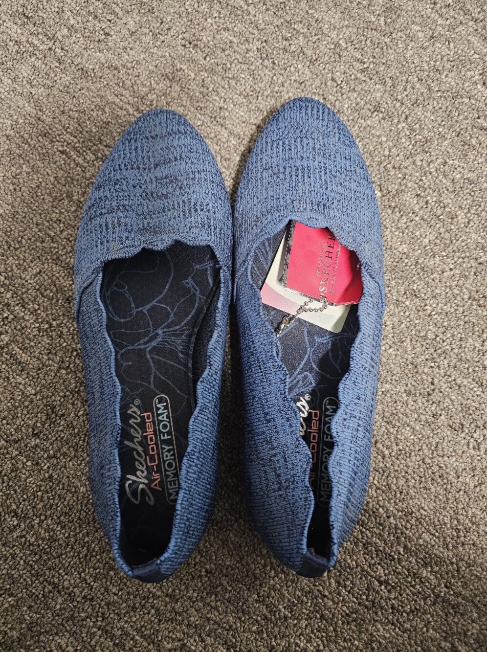 Skechers Women's Navy Knit Slip-On Flats